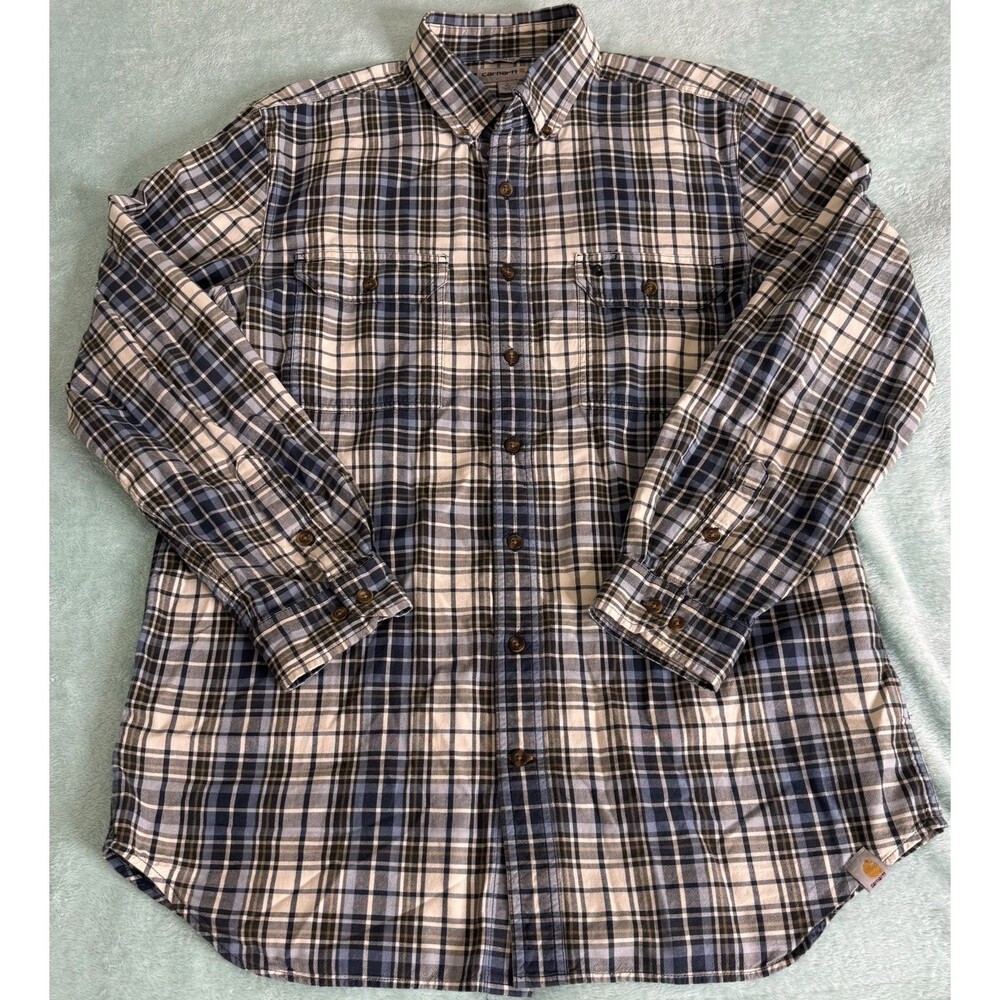 Carhartt Men's Long Sleeve Plaid Flannel Shirt Button Up Size Large Relaxed